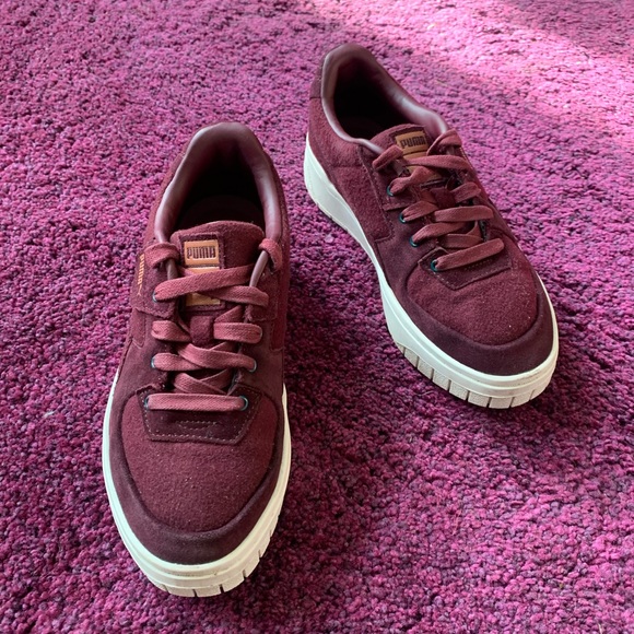 Puma Aubergine Mayze Stack Leather Platform Sneakers VGUC - Picture 12 of 12